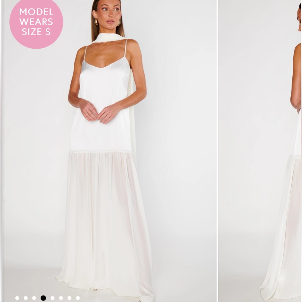 Show Me Your Mumu White Drop Waist Dress with Scarf